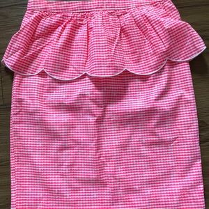 Lilly Pulitzer Gingham Hot Pink Peplum Skirt